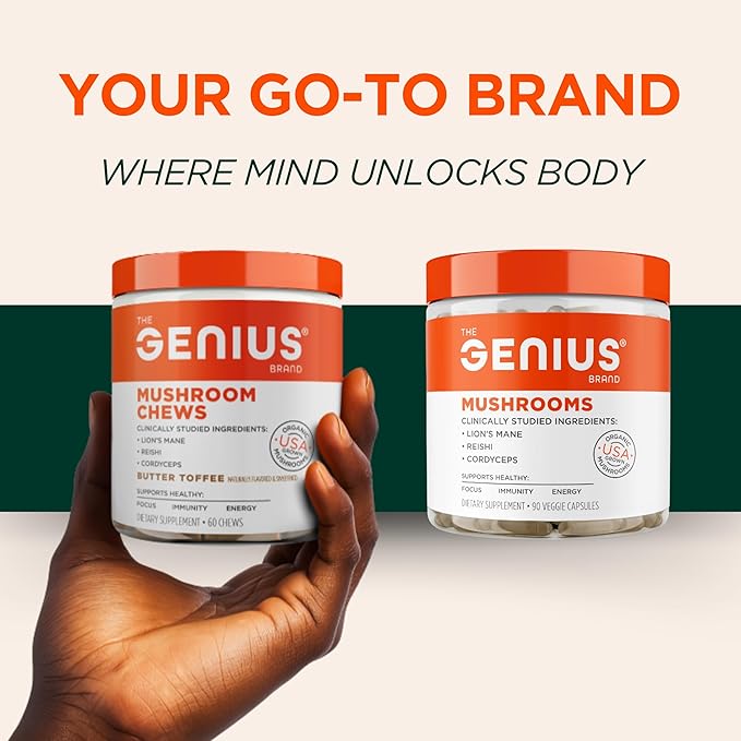 Genius Turkey Tail Mushroom Supplement – Immune & Gut Health Support Powerful Antioxidants & Prebiotics for Digestion & Wellness Organic, Pure, No Fillers 100 Capsules Natural Defense & Vitality Boost