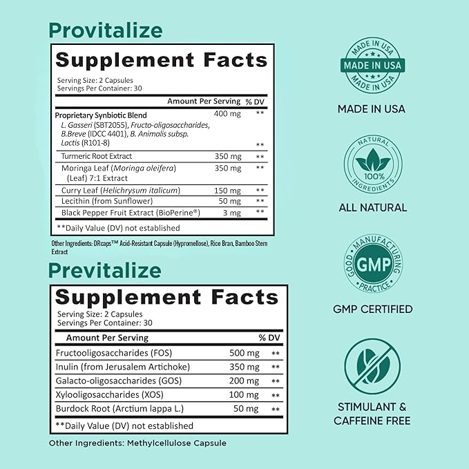 BB Company Slim Gut Bundle | Prebiotics and Probiotics for Women - Bloating Relief - Pre and Probiotics - Provitalize & Previtalize | Value Bundle | Packaging Vary | 30 Day Supply