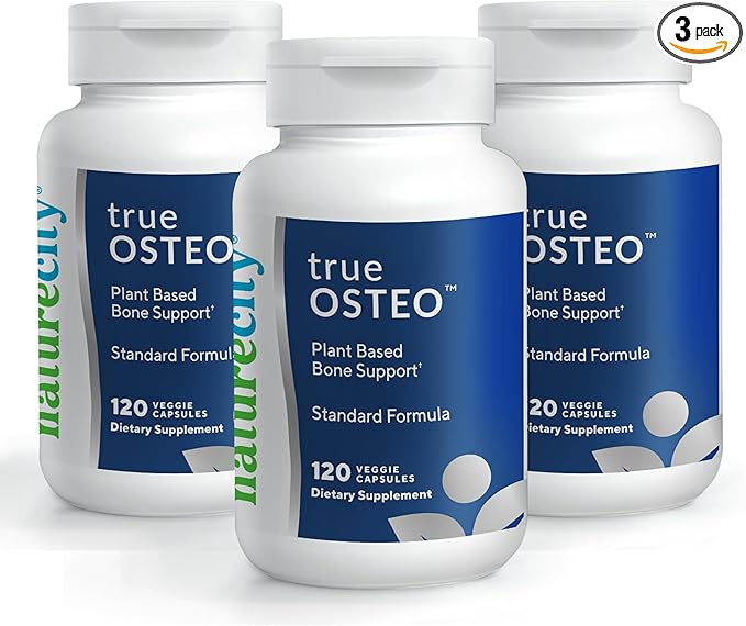 NatureCity True-Osteo Plant-Based Supplement for Bone Strength | AlgaeCal Calcium & Magnesium, Plant-Based Vitamin D3, Vitamin K2, Silicon| Gentle on Stomach (360 Capsules)