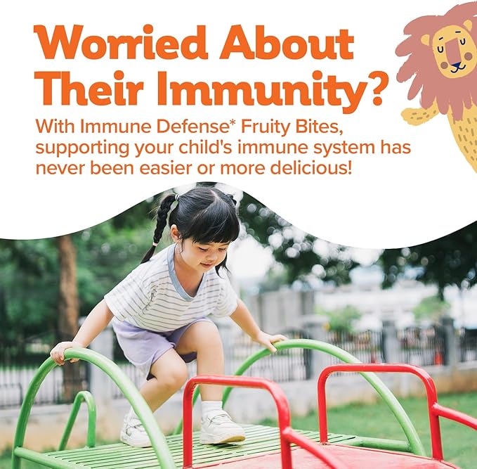 Biostime Kids immune support gummies|(Ages 4+) | Includes Vitamins D&C + Zinc & Probiotics | No Added Sugar |Kids Immune Defense Fruity Bites | Free from top 9 allergens | 60 Count