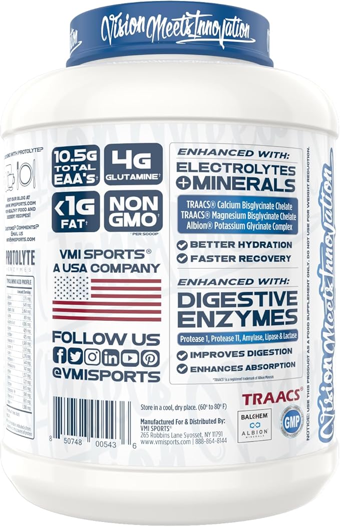 VMI Sports | ProtoLyte Whey Isolate Protein Powder | Low Calorie Whey Protein Powder for Weight Loss | Protein Powder for Muscle Gain | Digestive Enzymes | Non-GMO (Vanilla Peanut Butter, 4.6 Pounds)