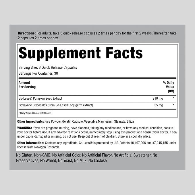 Piping Rock Bladder Control Pills | 90 Capsules | Go Less Bladder Health Formula | Maximum Strength for Men and Women | Non-GMO, Gluten Free Supplement