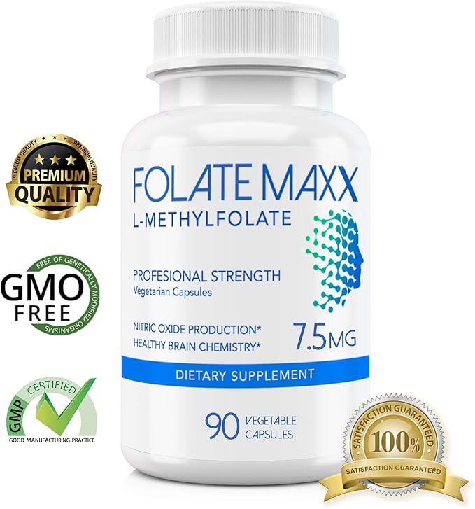 FolateMaxx L-Methylfolate 7.5 mg Professional Active Folate, MethylFolate 5-MTHF (90 Capsules)