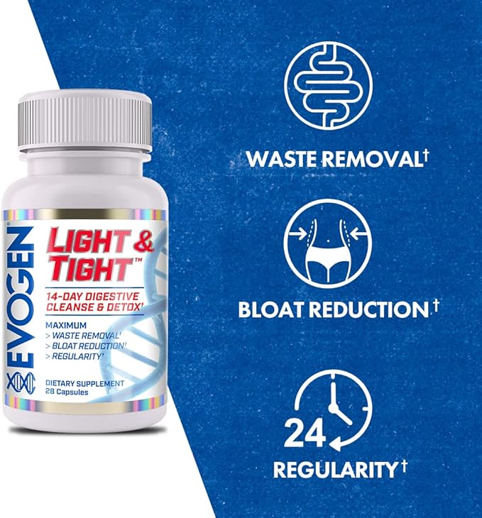 Evogen Light & Tight - 14 Day Cleanse & Detox for Men and Women | Colon Cleanse Supporting Gut Balance, Detox, and GI Comfort | 14 Day Gut Cleanse for Digestive Health Support | 28 Capsules