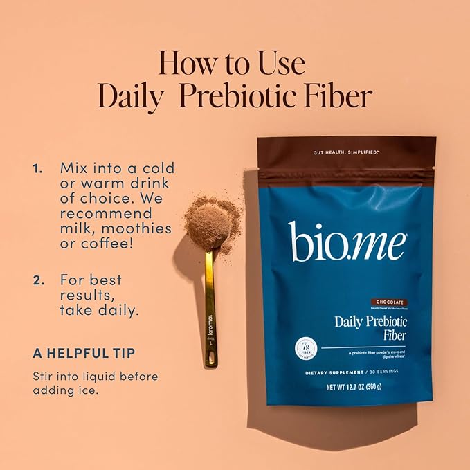 Daily Prebiotic Fiber Chocolate - Fiber Supplement Powder for Digestive Health & Gut Health - Fiber Powder Prebiotics, Non-GMO, Gluten & Sugar Free Soluble Fibre Supplements-30 Servings