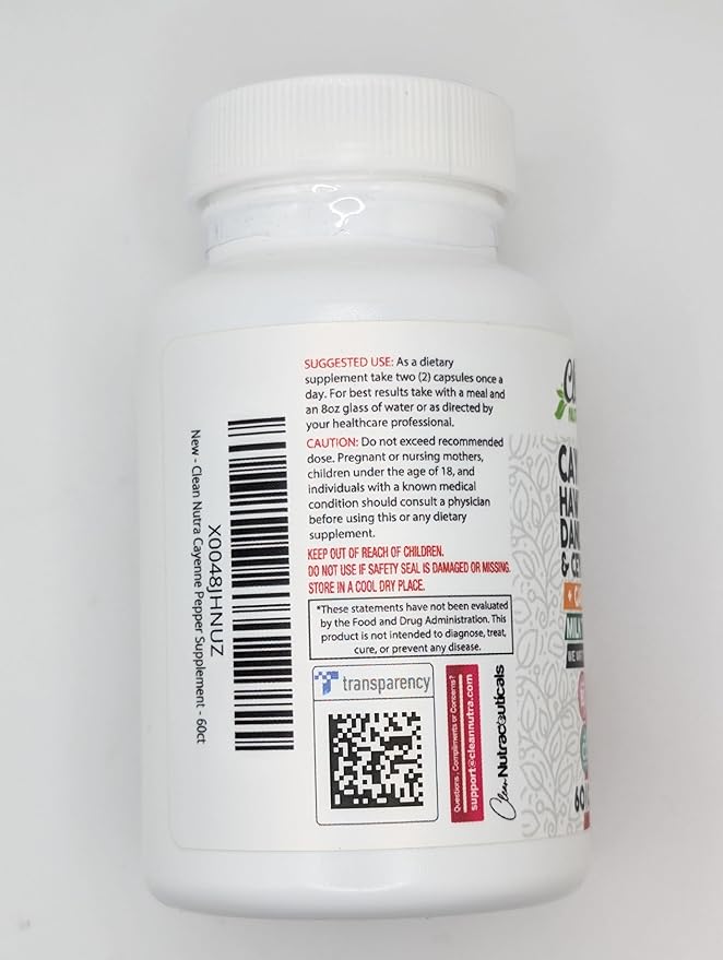 Clean Nutra Cayenne Pepper Capsules Supplement with Hawthorn Berry, Dandelion Root, Ceylon Cinnamon, Garlic, Ginger, Berberine, Apple Cider Vinegar, Milk Thistle, Beet Root, Aloe Vera Pills & More