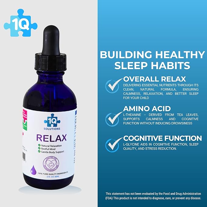 Relax - Kids Sleep Aid & Calm Drops | Magnesium Glycinate, L-Theanine & L-Glycine | Melatonin -Free, Sugar-Free, Vegan, Gluten-Free, Non-GMO | Easy-to-Take | 2 Fl Oz