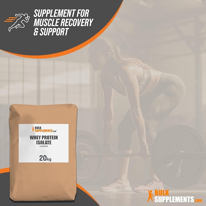 BulkSupplements.com Whey Protein Isolate Powder - Unflavored Protein Powder, Flavorless Protein Powder, Whey Isolate Protein Powder - Gluten Free, 30g per Serving, Bulk Protein, 20kg (44 lbs)