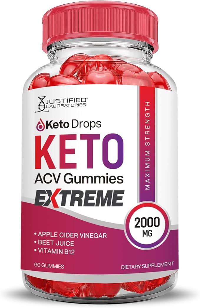 Keto Drops Keto ACV Gummies Extreme 2000MG Keto Drops Keto Gummies Advanced Formula Apple Cider Vinegar with Pomegranate Beet Juice Powder B12 Vegan Non GMO 60 Gummys