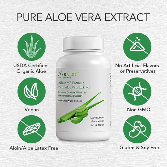 AloeCure Organic Aloe Vera Capsules Pack - 4 Pieces - 2 x Melatonin + Collagen, 2 x Aloe Vera Capsules