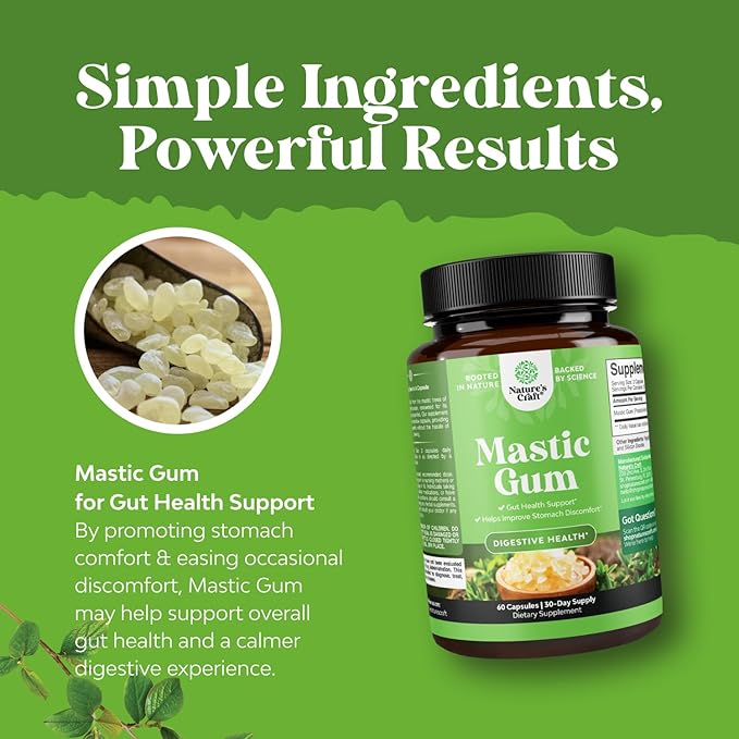 High Strength Mastic Gum Capsules - Herbal Digestion Supplement Providing Upset Stomach Relief for Adults - Vegan Non-GMO Gluten Free & Made in US GMP Facility - Gentle & Soothing (90 Servings)