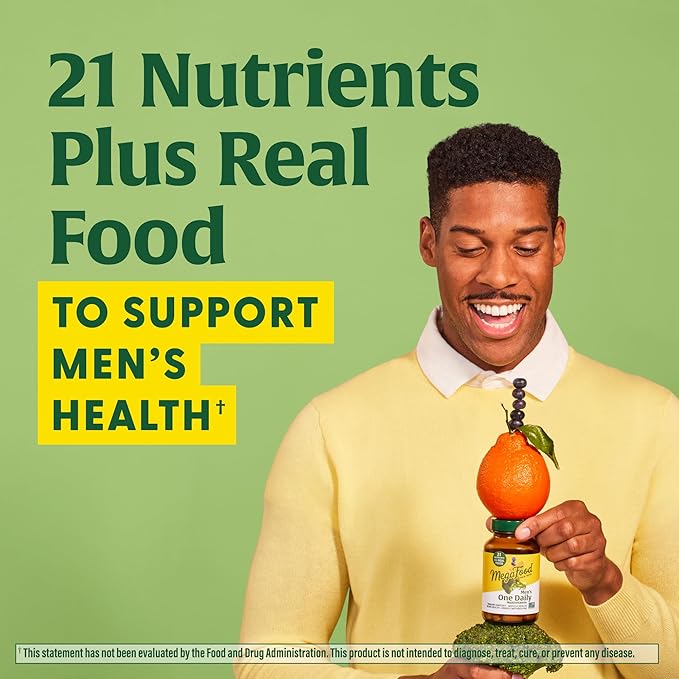 MegaFood One Daily Mens Multivitamins - Multivitamin for Men - Vitamin C, Vitamin D3 & Vitamin B12 - Muscle, Energy Metabolism & Immune Support - Vegetarian, Gluten Free - 30 Tablets, 30 Servings
