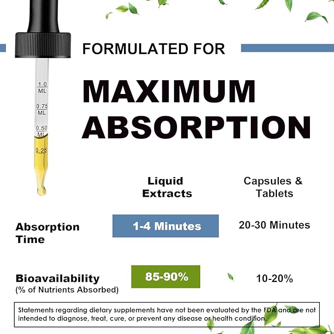 Magnesium Glycinate Liquid Drop - Triple Absorption Supplement to Support Nerves, Night, Heart, Muscles * -Sugar-Free with Potassium, L-Theanine, Sea Moss Vitamin B,C,D3, K2-1Pack