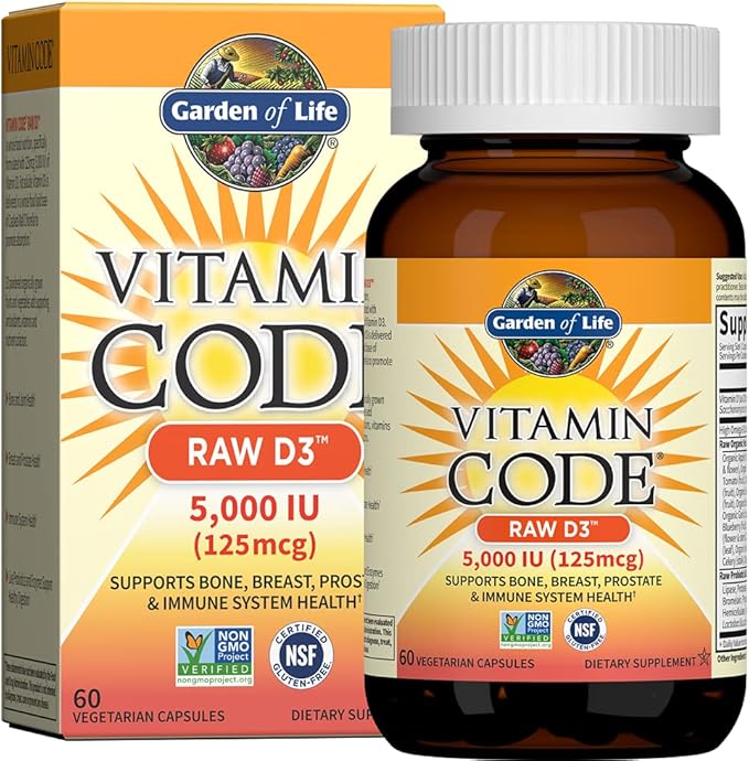 Garden of Life Probiotics for Men 50 Billion CFU 15 Strains + Vitamin D3 5000 IU Raw D3 60 Vegetarian Capsules