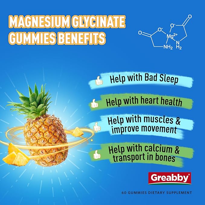 Triple Magnesium Complex Gummies - 800mg Magnesium Glycinate & Citrate, Apigenin & L-Theanine, for Kids & Adults, Naturally Asleep & Muscle Cramps (60 Count)