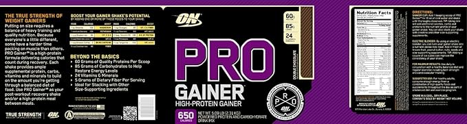 Optimum Nutrition GS Pro Gainer Weight Gainer Protein Powder, Double Chocolate, 5.09 Pounds (Packaging May Vary)