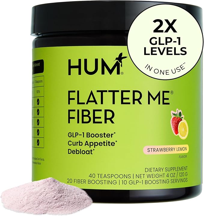 Flatter Me Fiber GLP-1 Booster – Prebiotic Fiber & Enzyme Supplement for Weight Support, Reduce Bloating, Double GLP-1 Levels, Digestive & Gut Health for Women & Men (10-GLP-1/20-Fiber Servings)
