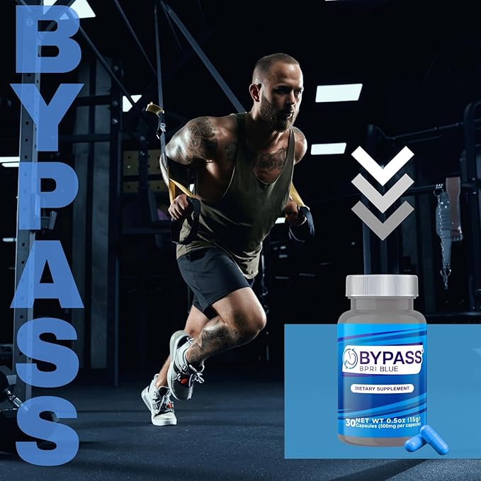Bypass BPRI Blue - Next Step in The BPRI Series - 30 Caps - Featuring Aloe Vera, Ginger, Sarsaparilla Root, Green Tea, Dandelion, Horsetail, and More - 500mg per Capsule.