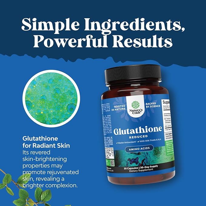 Reduced Glutathione Supplement with Milk Thistle - 500mg Per Serving Plus Alpha Lipoic Acid and Silymarin Milk Thistle Complex for Liver Support Skin Complexion and Immune Support (30 Servings)