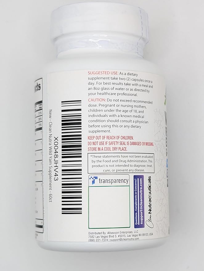 Clean Nutra Wild Yam Root Capsules with Red Clover Black Cohosh Evening Primrose Oil Chasteberry Dong Quai DIM Ashwagandha Grape Seed Extract Milk Thistle Lemon Balm and more Hormone Balance For Women
