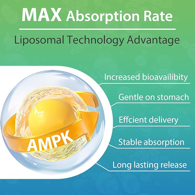 AMPK Activator Supplement 2000mg- Liposomal Technology - High Absorption Berberine, DIM, Resveratrol, Quercetin, Milk Thistle, Cinnamon- 60 Softgels for Energy & Cellular Support