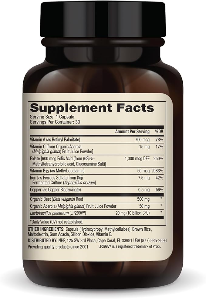 Dr. Mercola Blood Boost with Iron, 30 Capsules 7.5 mg Iron, Non-GMO, Gluten Free, Soy Free
