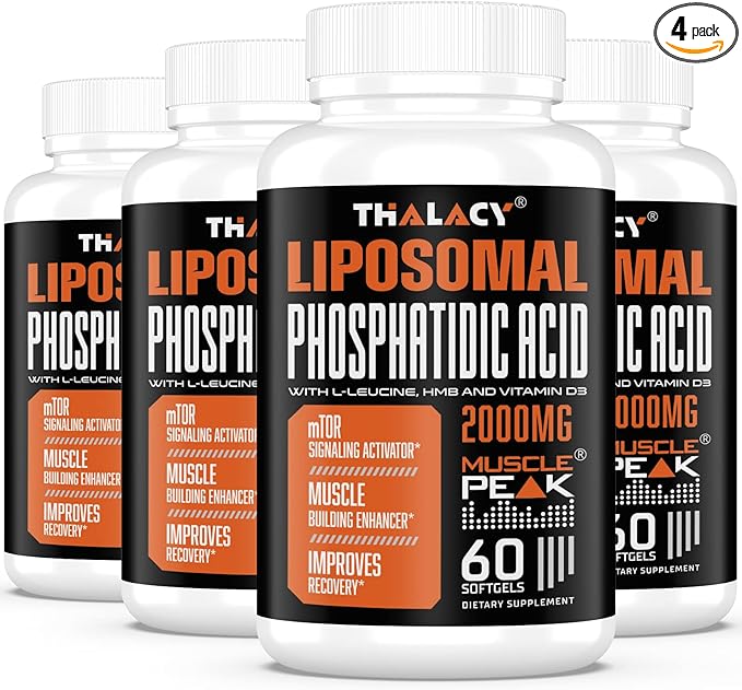 2000mg Liposomal Phosphatidic Acid Muscle Builder (PA), High Absorption Muscle Building Supplements for Men & Women | Muscle Gainer, mTOR Protein Synthesis & Lean Muscle, Strength, 4 Pack