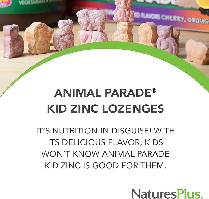 Natures Plus Animal Parade KidZinc, Tangerine Flavor - 90 Animal-Shaped Lozenges, Pack of 2 - Organically Chelated Zinc - Vegan, Gluten Free - 180 Total Servings