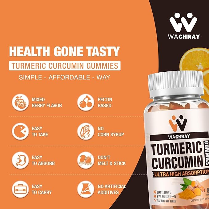 Turmeric Curcumin Gummies with Ginger & Black Pepper Extract - 3 Pack Tumeric Gummy Supplements for Pain Inflammation Joint Weight Health Support - Vegan, Organic, Gelatin-Free - for Adults and Kids