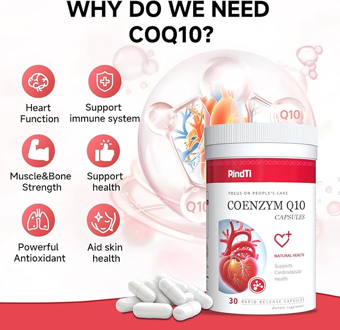 CoQ10 Supplement, High Absorption Coenzyme Q10 Supplements for Heart Health & Cellular Energy,30 Capsules