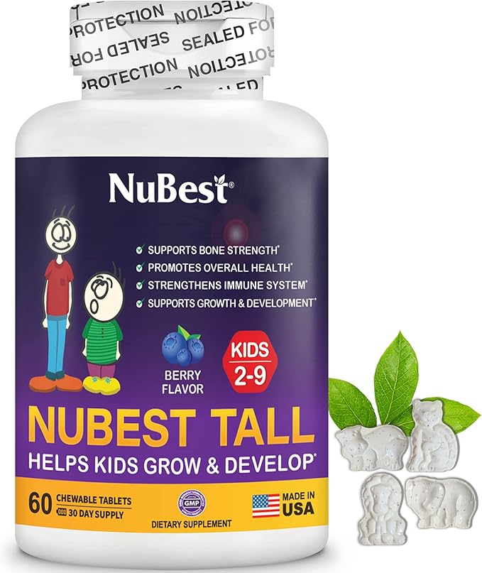 NuBest Bundle Vanilla Plant-Based Protein 10 Serving Tall Kids 60 Chewable Tablets - Multivitamin, Calcium, Probiotic, Omega 3-6-9 and More
