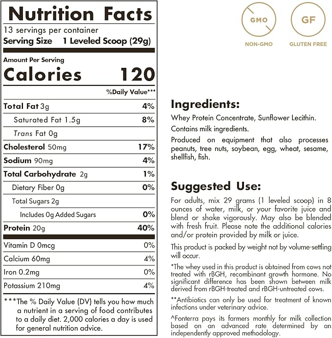 Solgar Grass Fed Whey to Go Protein Powder Unflavored, 11.2 oz - 20g of Grass-Fed Protein from New Zealand Cows - Great Tasting & Mixes Easily - Supports Strength & Recovery - Non-GMO, 13 Servings