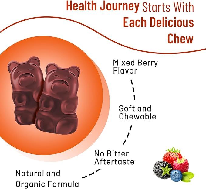 Berberine Gummies, Berberine HCL with Ceylon Cinnamons, Magnesium Citrate, Milk Thistle Supplement for Adult and Kids, Mixed Berry Flavored 120 Cts
