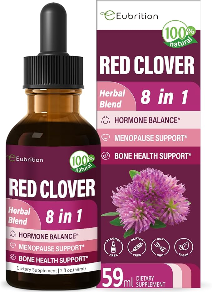 Natural Herbal Extract Red Clover Liquid Drops for Menopause Support. 2oz