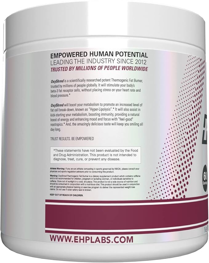 EHP Labs OxyShred Pre Workout Powder & Shredding Supplement - Preworkout Powder with L Glutamine & Acetyl L Carnitine, Energy Boost Drink - Passionfruit, 60 Servings