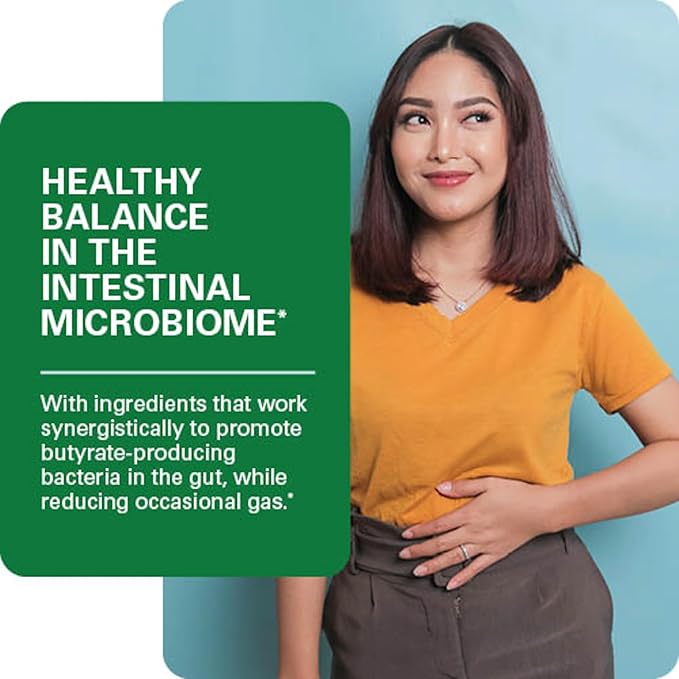 GI + Biome Complex with Prebiotics for Healthy Gut Bacteria Intestinal Balance and Butyrate Production, 60 Capsules (30 Servings)