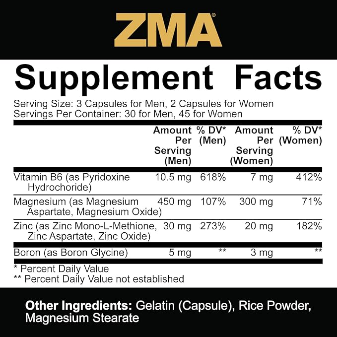 5% Nutrition Core ZMA (with Boron) | Promotes Recovery by Restoring Levels of Zinc, Magnesium & Vitamin B-6 (90 Capsules)