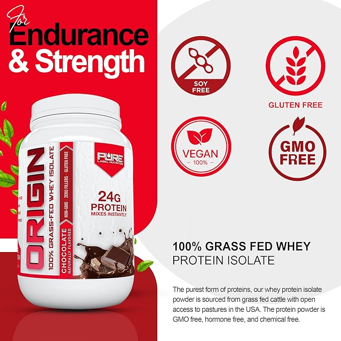 100% Grass Fed Chocolate Protein Isolate-Muscle Gain-2lb