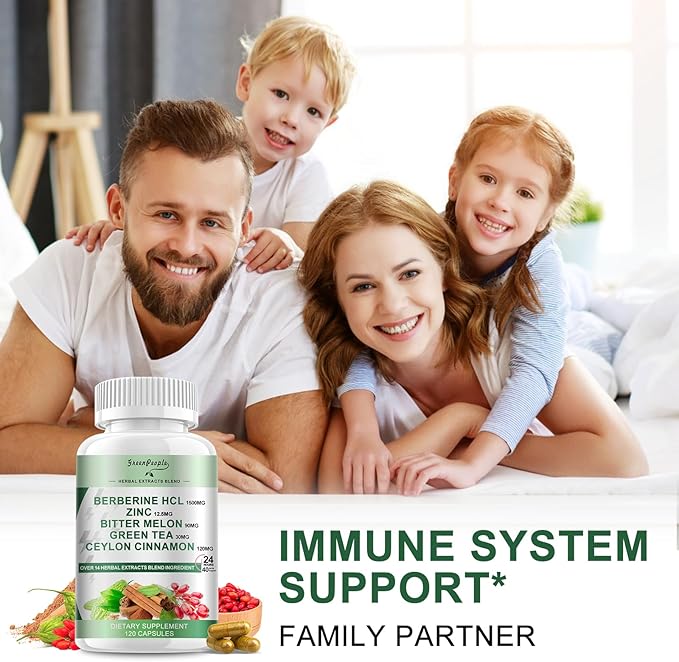 Berberine Supplement with Ceylon Cinnamon - 120 Count Berberine 1500mg Activates AMPK & GLP-1 Berberina HCL with Bitter Melon & Natural Herbs for Immune Support/Energy