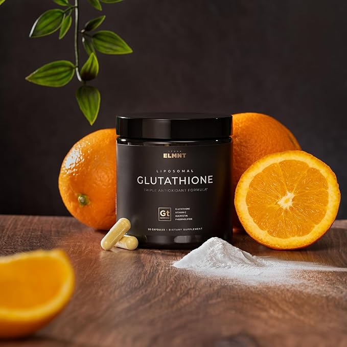 ELMNT 2150mg Super Antioxidant Liposomal Glutathione Supplement w. Vitamin C, Quercetin & Reduced L Glutathione 1000mg - Proven Complex for Best Absorption, Detox, Skin Glow + Immune - 90 Pills