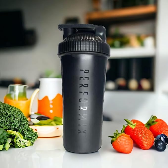 Classic Shaker Bottle for Protein Shakes Pre Workout and Supplements Plastic Whisk for that Perfect Mix Every Time | 28-Ounce | Black (1-Pack)