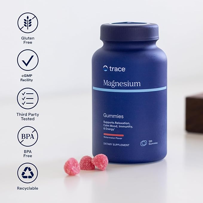 Trace Minerals Magnesium 84mg - Chewable Magnesium Supplement for Bone & Heart Health Support - Immune System Support - Aids Relaxation & Healthy Sleep - Peach, 120 Gummies (120 Servings)