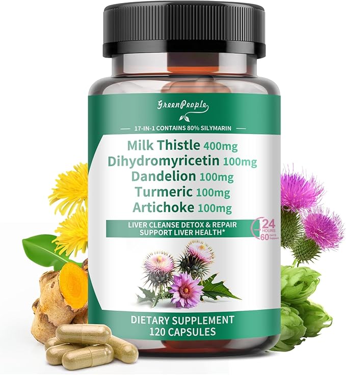 Liver Cleanse Detox & Repair - Strength Milk Thistle 30X Extract - Standardized and Concentrated 80% Silymarin w/Vitamin,95% curcuminoids & 17+Liver Health Nutrients to Revive & Thrive