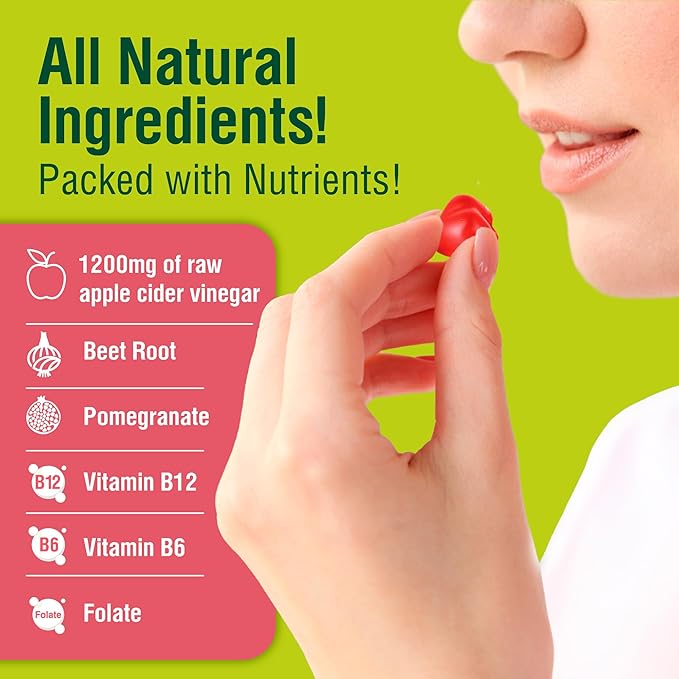 Keto ACV Gummy - Sugar-Free Gluten Free Pro Active Super Apple Cider Vinegar Supplement for Men Women - Support Digestion Hair Skin (1200MG)