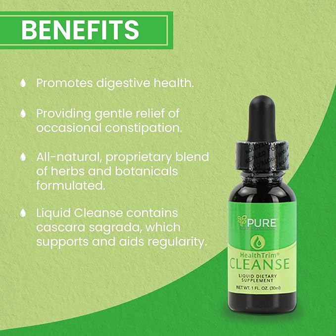 PURE Cleanse, Liquid 1oz. - Nature's Gentle Cleanse with Cascara Sagrada for Occasional Constipation, Promotes Digestive Health, Vegan-Friendly, Contains Probiotics for Optimal Gut Health Support