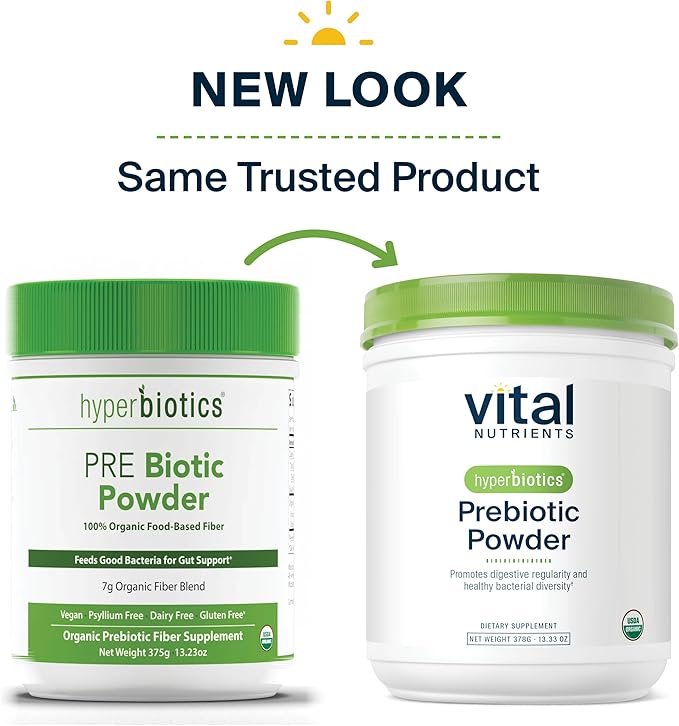Hyperbiotics Vital Nutrients Organic Prebiotic Fiber Powder | Supports Gut Health and Digestive Regularity | Soluble Fiber Supplement for Women and Men | Vegan Organic Fiber Powder | 54 Servings