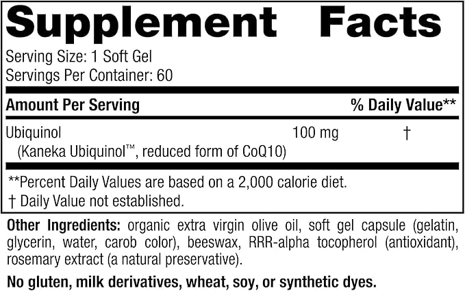 Nordic Naturals Nordic CoQ10 Ubiquinol - 60 Mini Soft Gels - 100 mg Coenzyme Q10 (CoQ10) Ubiquinol - Heart & Brain Health, Cellular Energy Production, Antioxidant Support - Non-GMO - 60 Servings