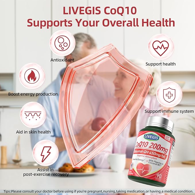 CoQ10 200mg Softgels, Ultra CoQ10 Ubiquinone 200mgWith Coconut MCT Oil, 5X Superior Absorption, Coenzyme Q10 Supplement for Heart Health & Energy - 90 Counts