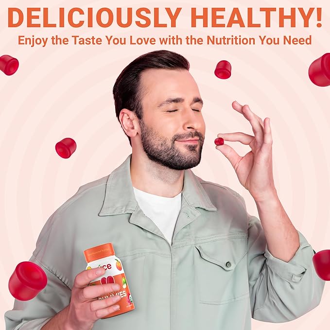 Júce Fruit Gummies with Peach Flavor - Superfood Gummies Delights for Optimal Health By Terra Kai Organics