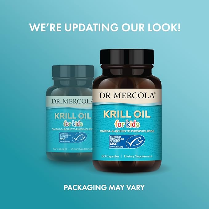 Dr. Mercola Krill Oil for Kids, 30 Servings (60 Capsules), Dietary Supplement, Omega-3s Bound to Phospholipids, Non-GMO, MSC Certified